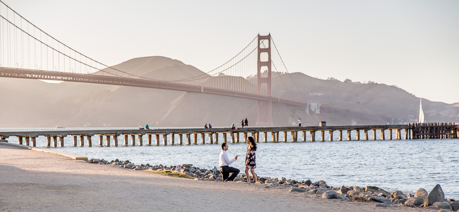 got engaged in front of Golden Gate Bridge