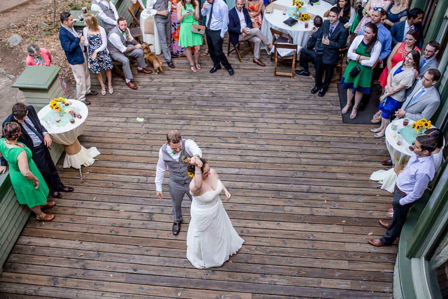 first dance out in the patio of Falkirk Mansion