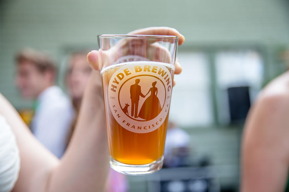 Personalized pint glasses as wedding favors