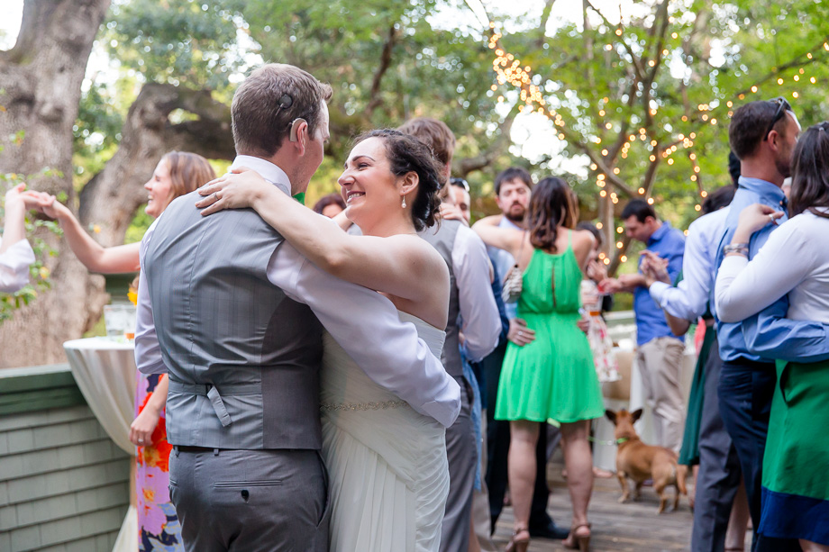 bride and groom dancing during the wedding reception