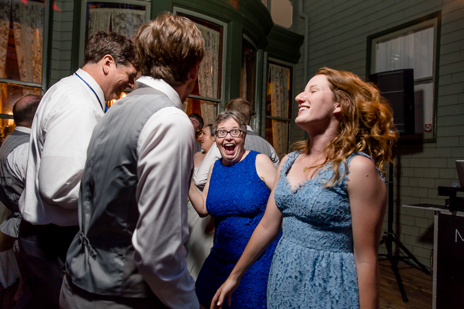 grooms mother having fun on the dance floor
