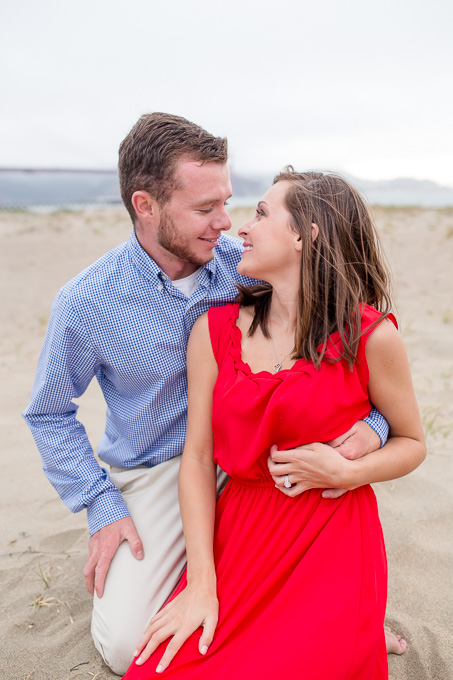 newly engageg couple - Crissy Field beach
