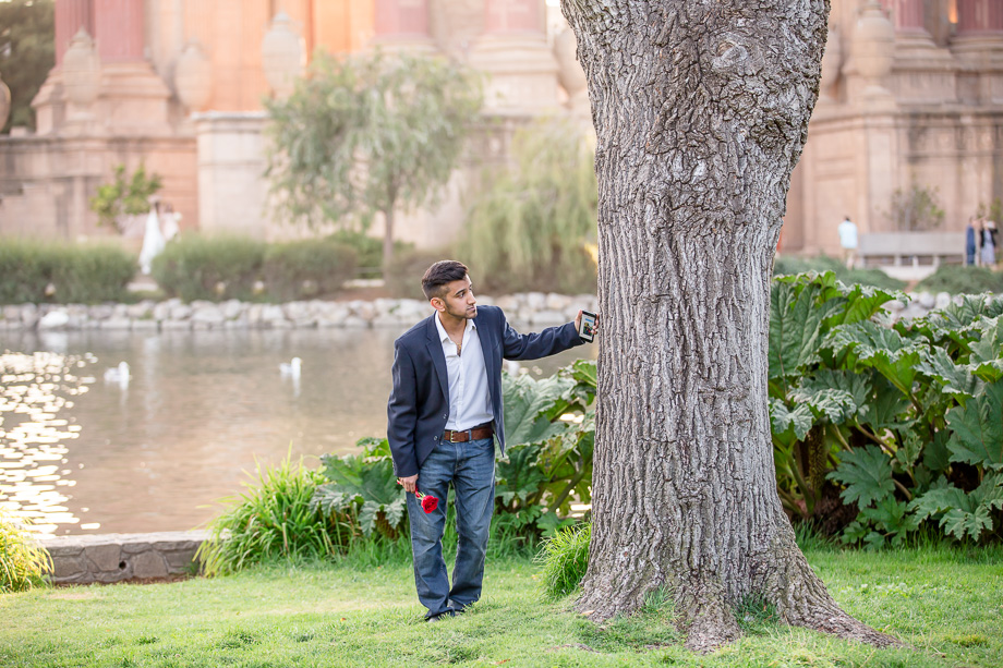 patiently waiting for his girl to show up