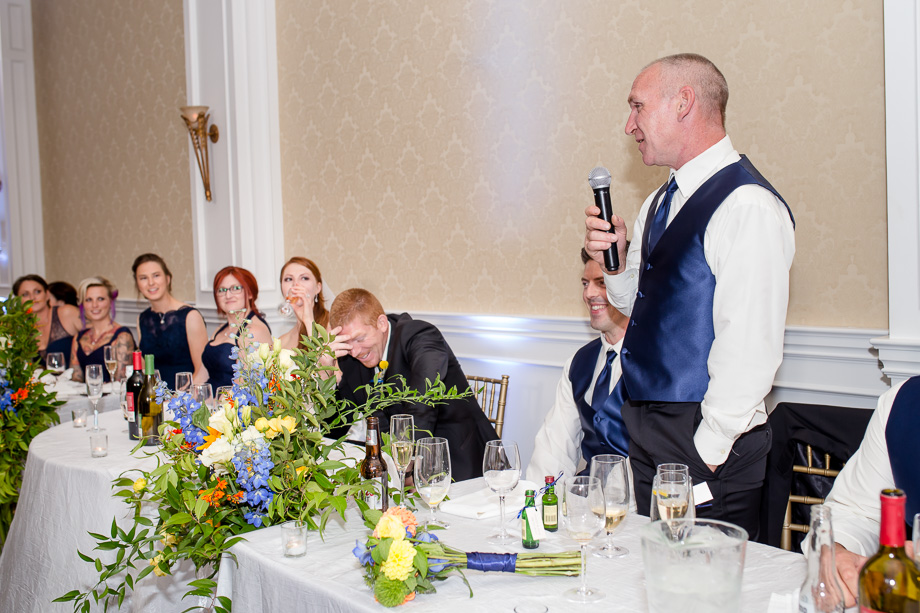 groomsman giving a funny speech