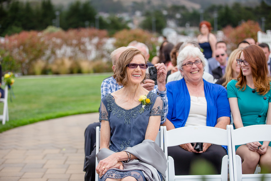 brides proud mother during ceremony