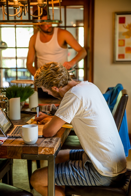 groom and groomsmen getting ready at a cute vacation home in Point Reyes Station