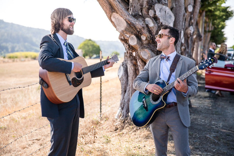 wedding musicians playing guitar for the Point Reyes wedding
