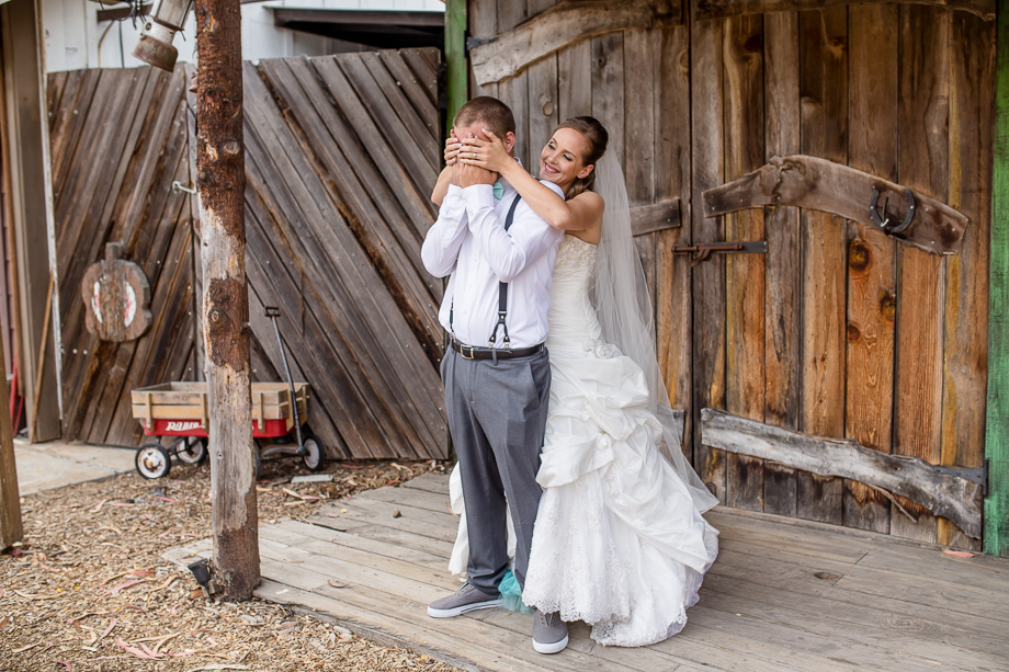 a sweet first look before the ceremony at long branch