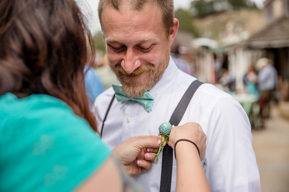 unique blue boutonniere
