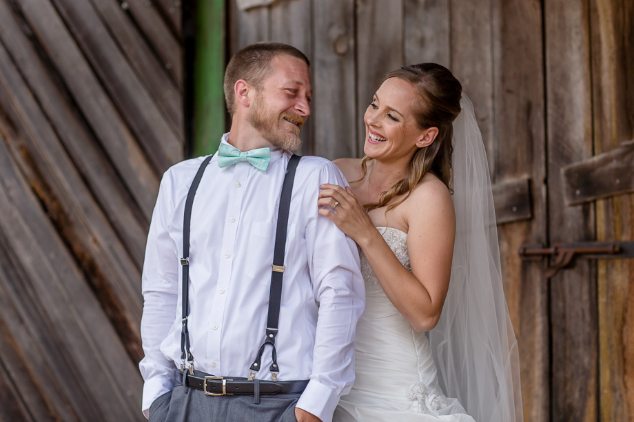 bride and groom seeing each other the first time on their wedding day