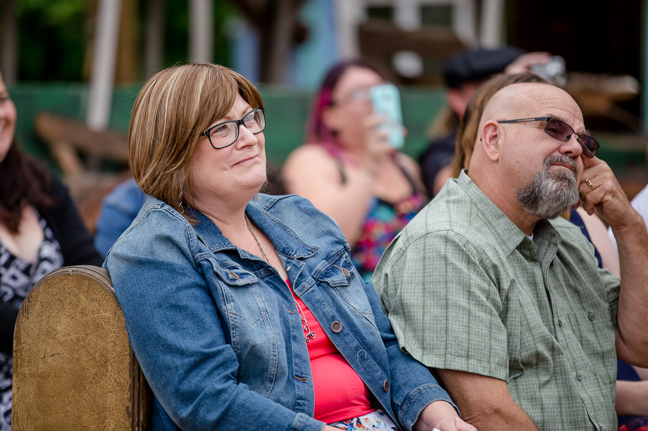 wedding guests touched by newlyweds vows