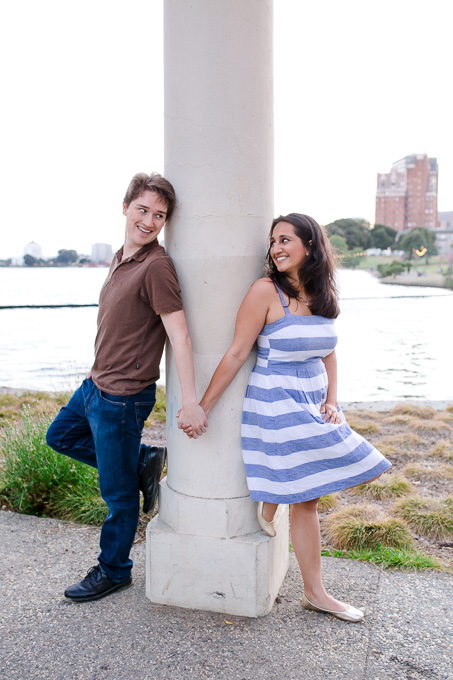 couple on opposite sides of a column