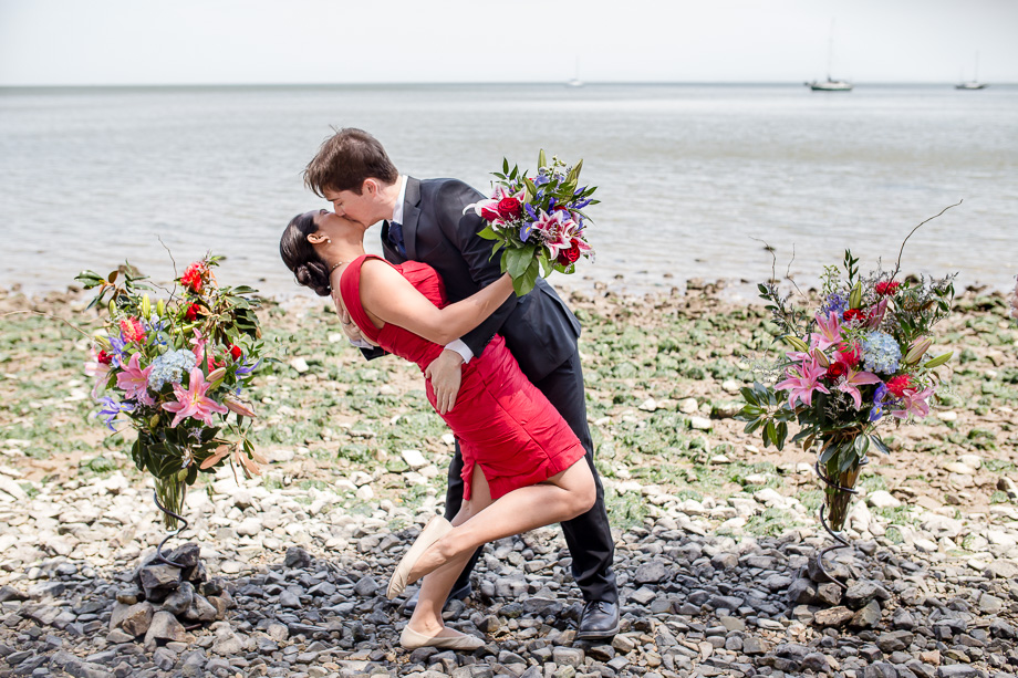 San Rafael China Camp State Park wedding - first kiss as husband and wife
