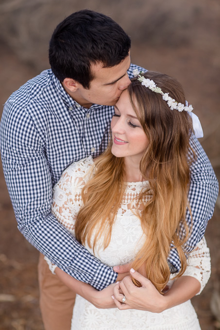 engagement photo at sutro baths in the woods