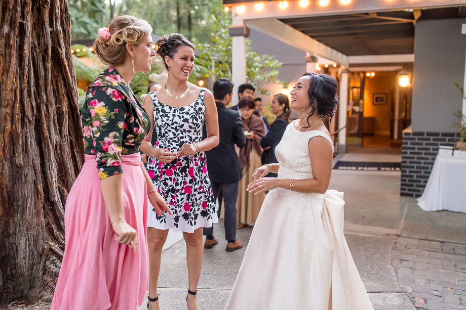 bride enjoying time with guests