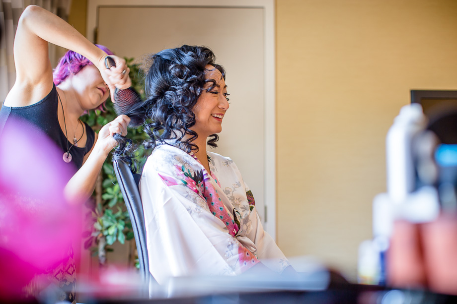 bride getting ready at Courtyard Larkspur