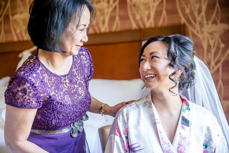 bride and her happy mother