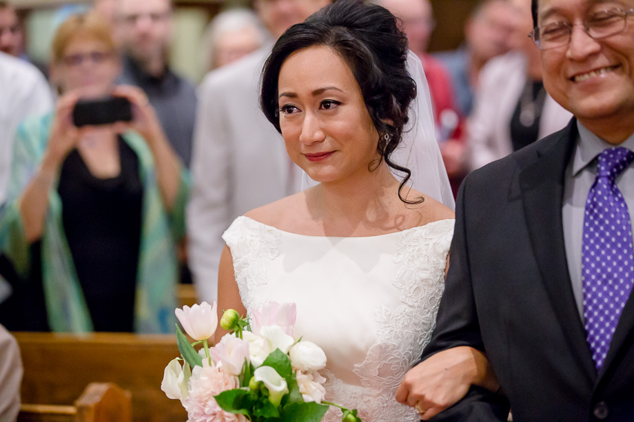 bride got very emotional when walking down the aisle