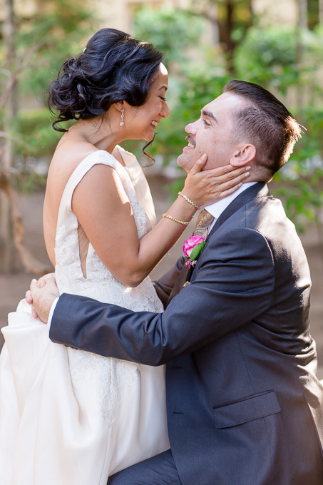 bride and groom looking at each other at Deer Park Villa