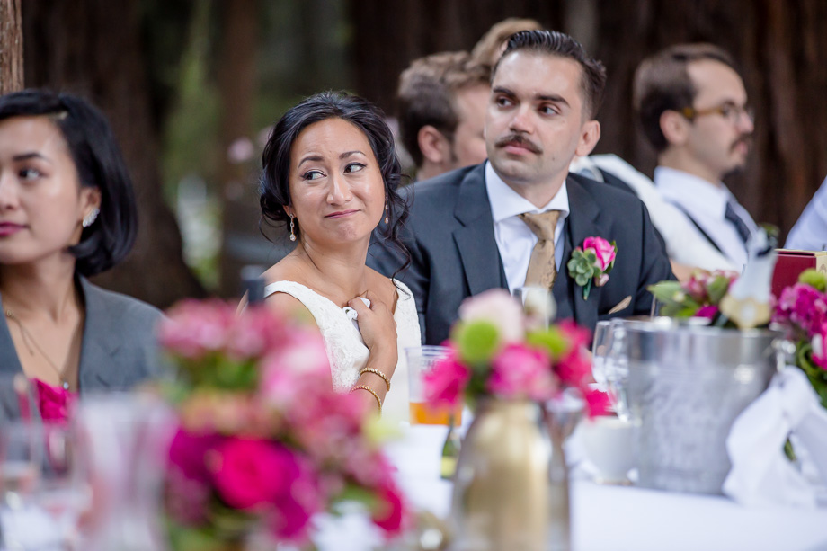 bride touched by matron of honors speech