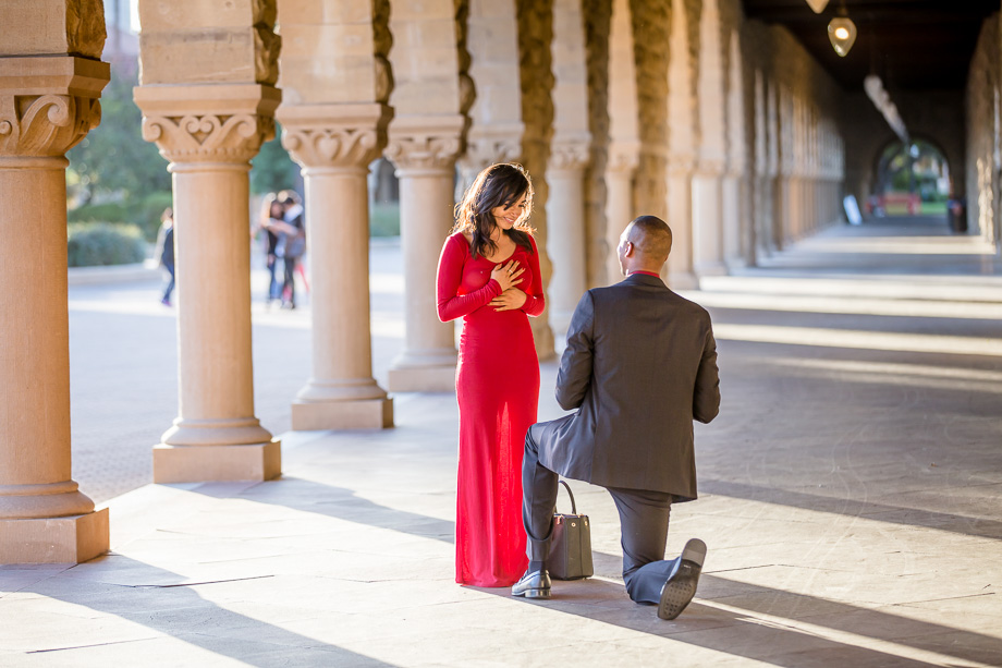 stanford university campus surprise engagement proposal