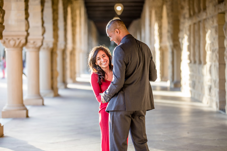 cute smile in stanford main quad archways