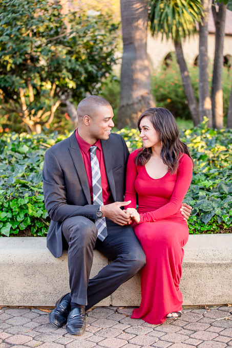 gorgeous engagement couple portrait at stanford main quad