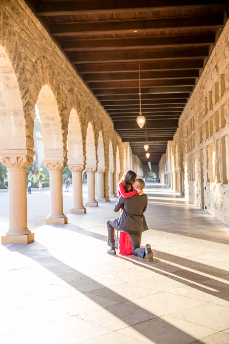 emotional kiss after the proposal at stanford