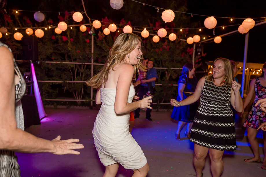 bride showing her dance moves on the dance floor