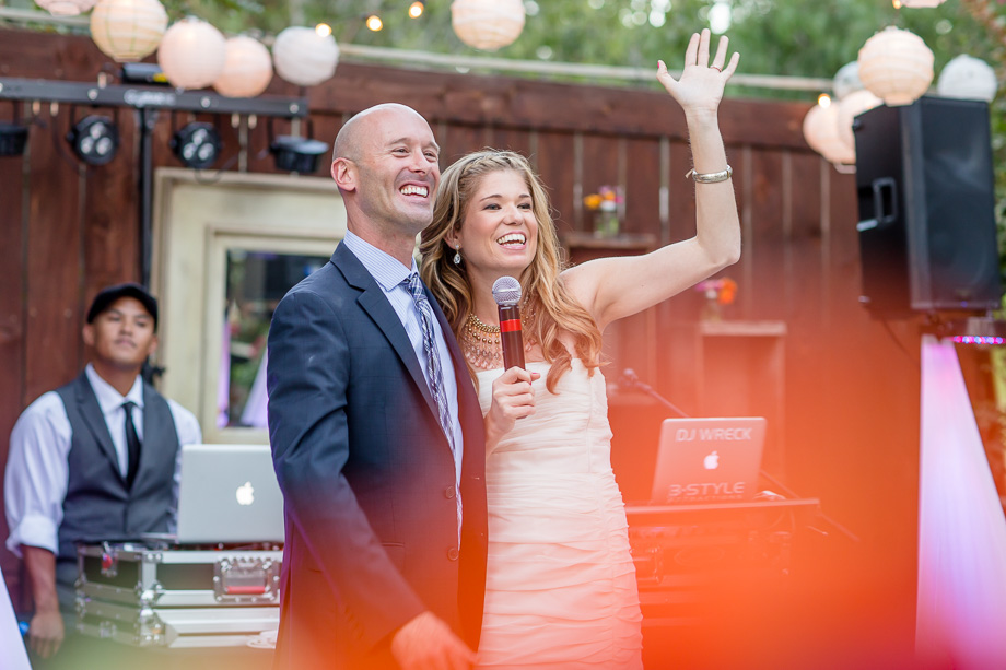 bride and groom giving thank-you speech
