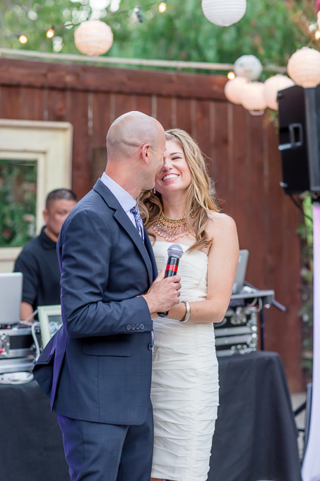 bride and groom thanking guests