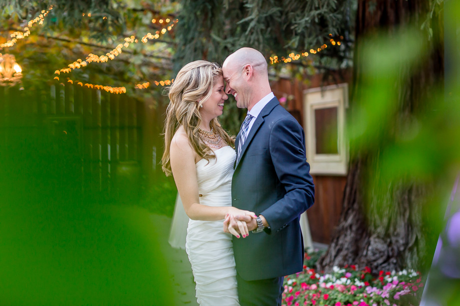 beautiful first dance picture under cafe lights