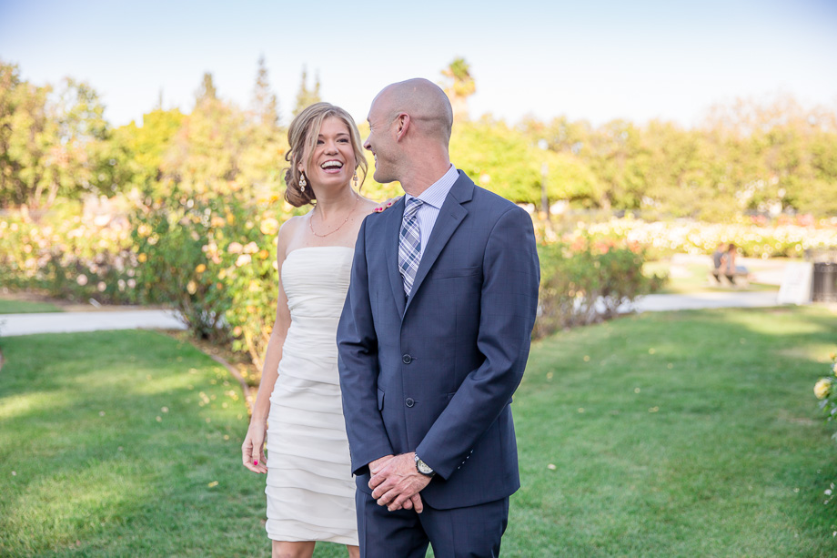happy bride as they see each other during first look