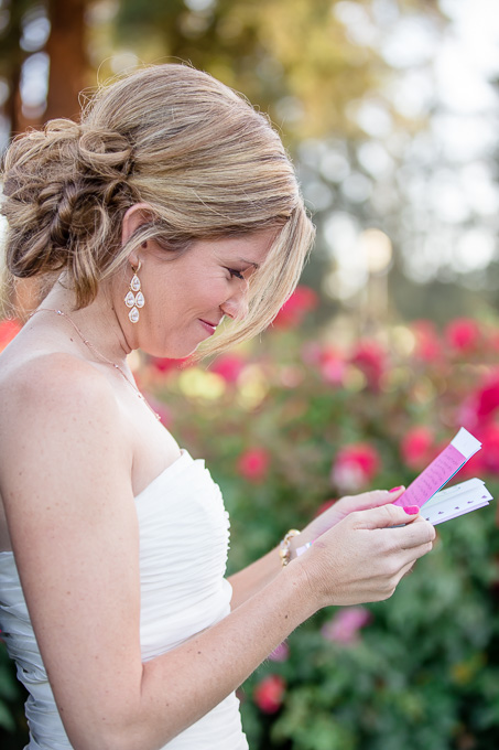 bride reading groom's letter
