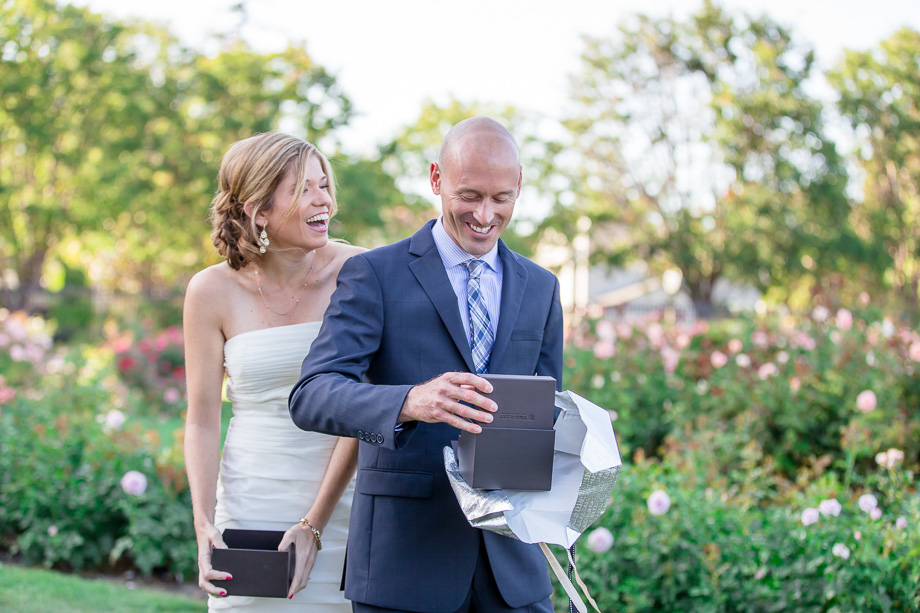 sweet gift exchange before wedding ceremony - san jose municipal rose garden