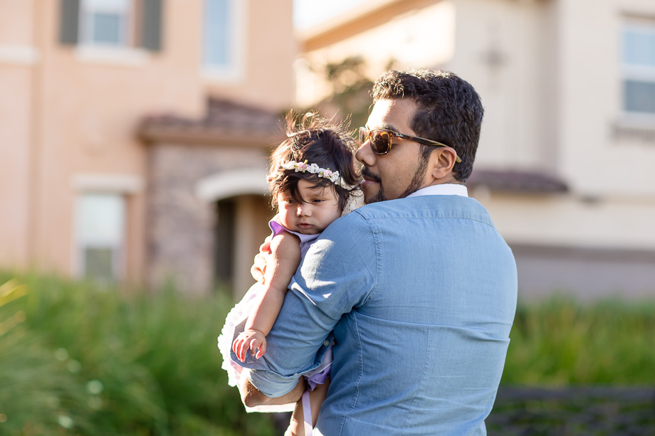 outdoor family photo with baby girl