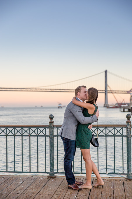 romantic sunset portrait at the Embarcadero