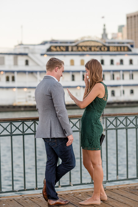 shocked at how beautiful her new ring is