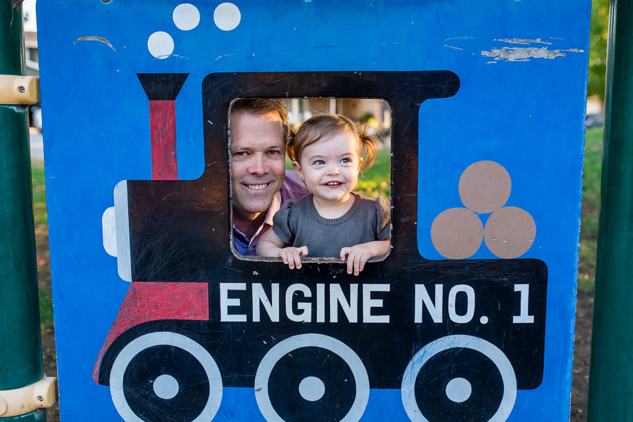 dad and daughter in train cutout