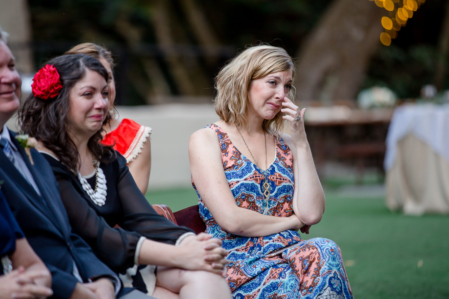 family member crying during wedding ceremony