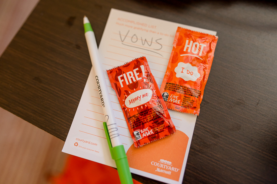 Taco Bell fire marry me and hot I do sauce packets