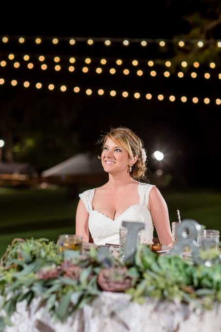 bride listening to toasts
