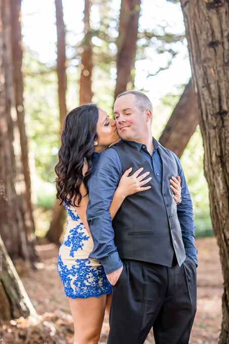 engagement photo in the woods