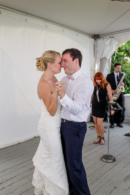 bride and groom dancing