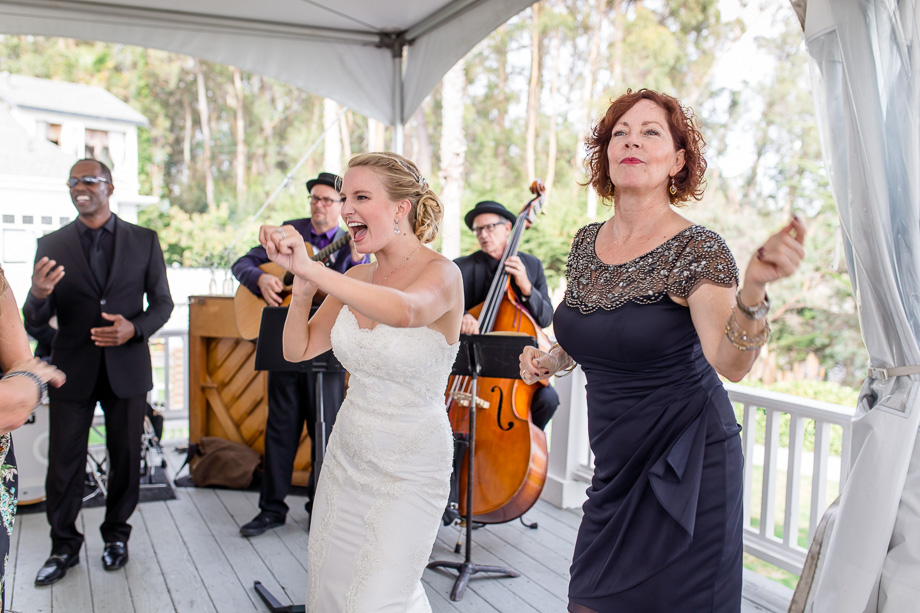 bride having fun at wedding