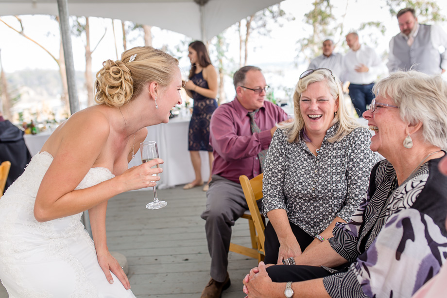 bride talking with wedding guests