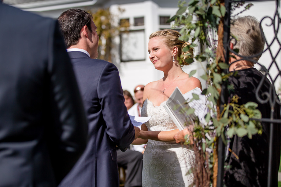 wedding ceremony at Monarch Cove Inn