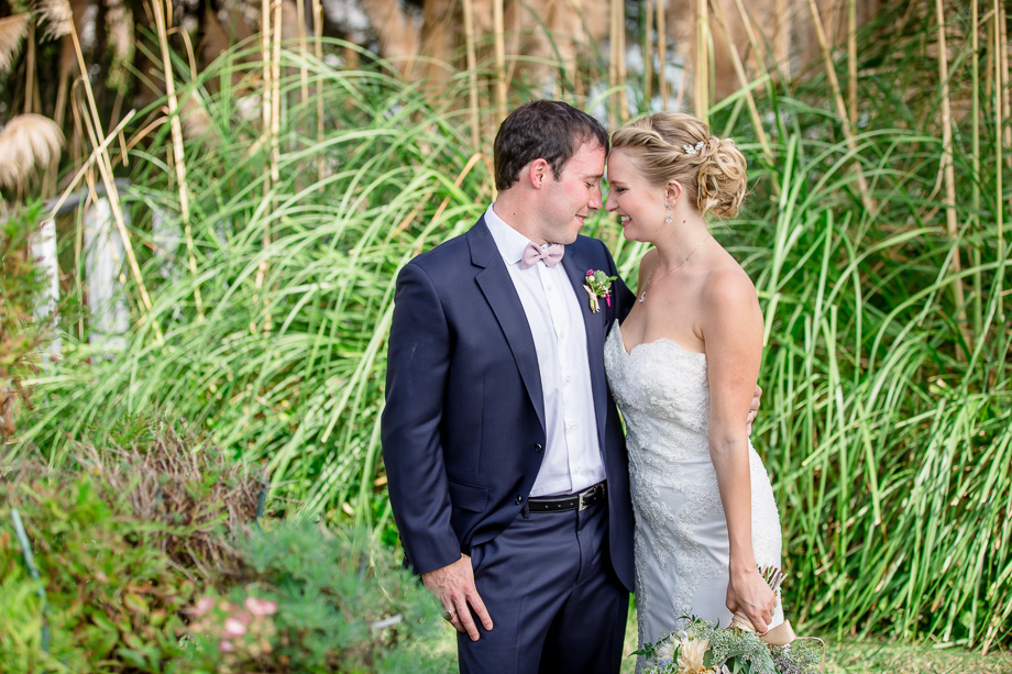 bride and groom wedding portrait at Monarch Cove Inn