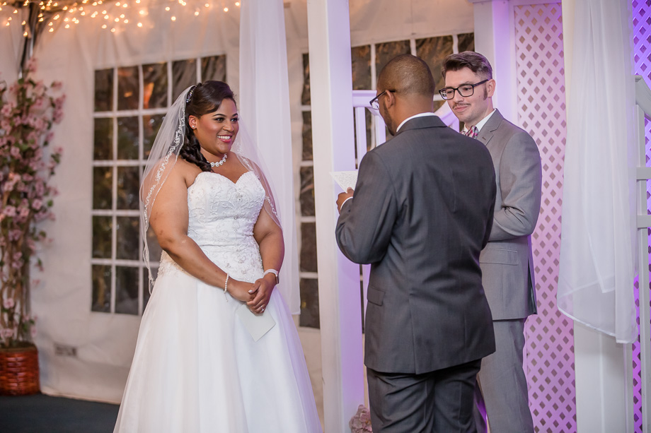 wedding ceremony at Grandview Pavilion tent