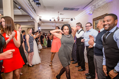 wedding guests having fun and dancing